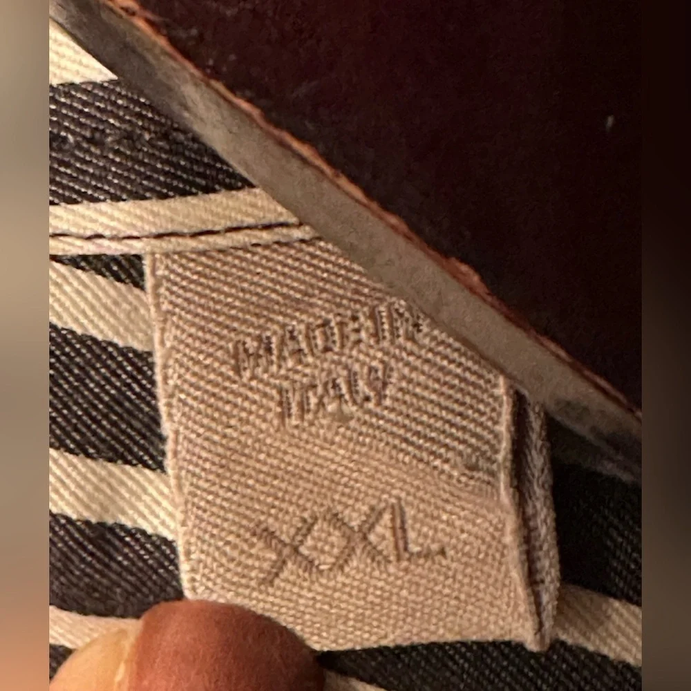 ERMENEGILDO ZEGNA XXL Made Italy Charcoal White Stripe Button Down No Tuck Shirt - Picture 9 of 13